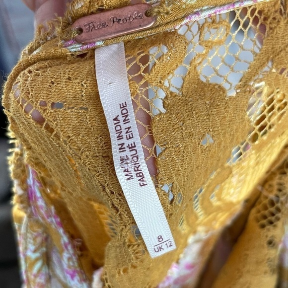 NEW Free People Lucie Mini Dress in Brown Multi Size‎ 8 - Picture 4 of 9